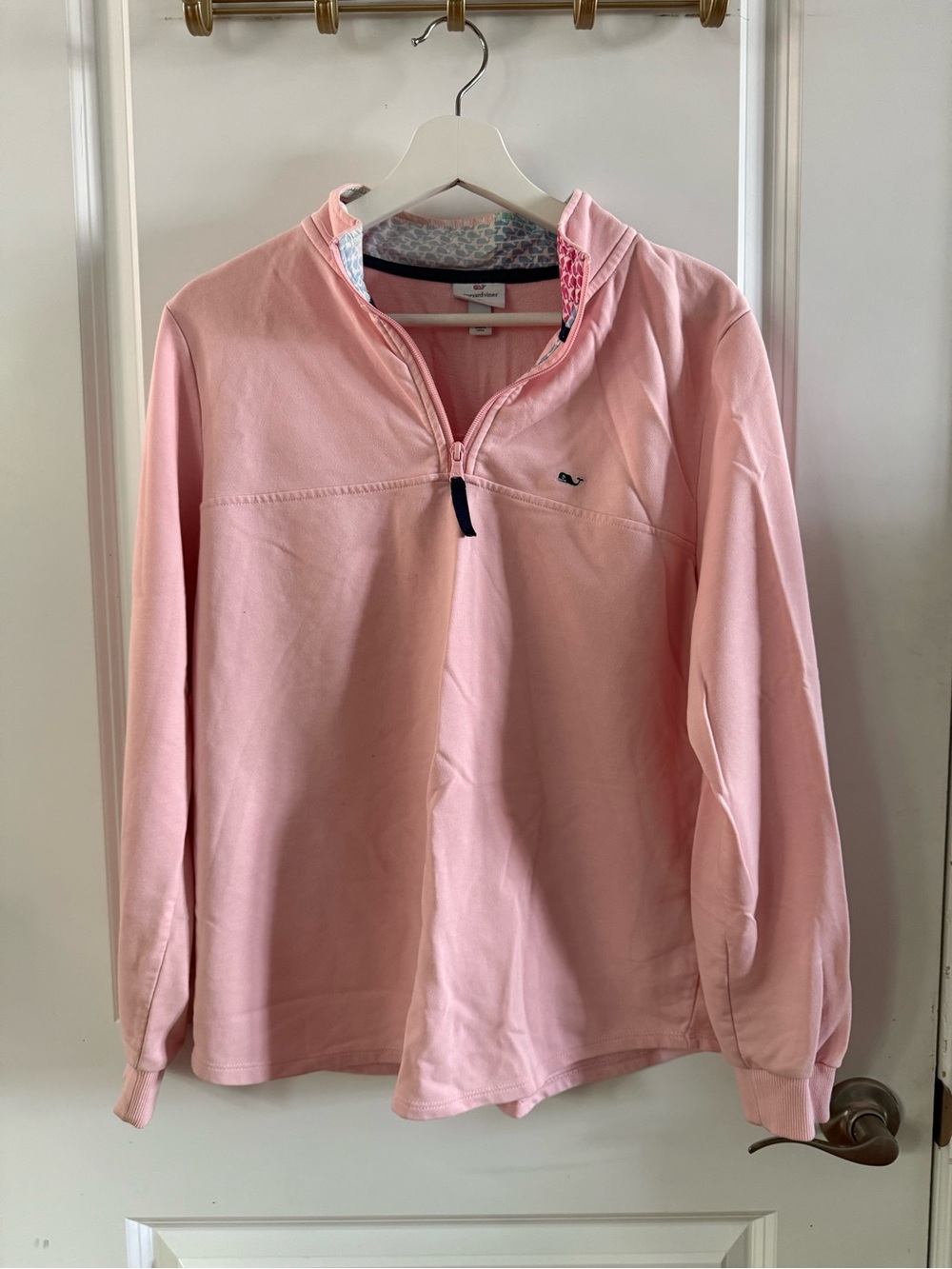 Vineyard Vines x Target Pink Quarter Zip Pullover with Whale Logo collar
